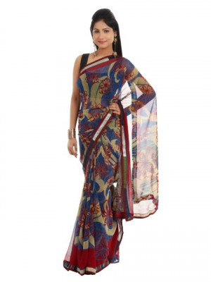 FNF Multi Coloured Printed Sari
