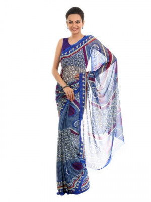 FNF Printed Blue Sari