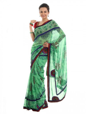 FNF Printed Green Sari