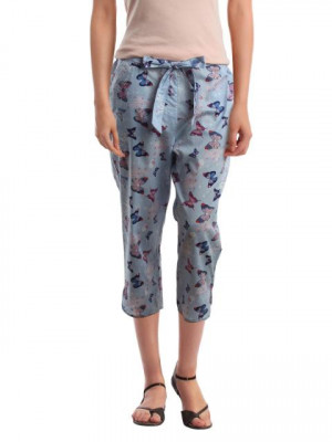 Femella Women Printed Blue Lounge Pants