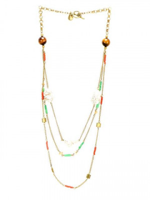 Ivory Tag Women Swirling Jazz Golden Coloured Necklace