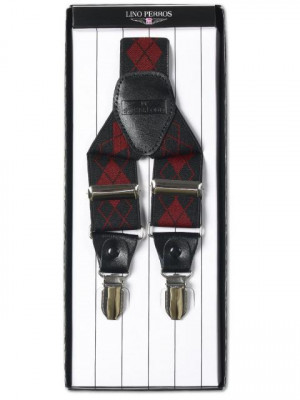 Lino Perros Men Black & Red Suspenders