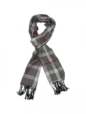 Lino Perros Men Grey Check Scarf