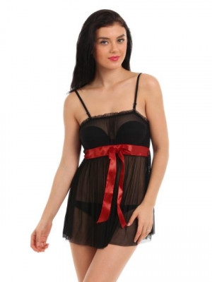 Red Rose Black Nightdress