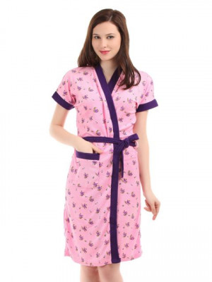 Red Rose Pink & Purple Printed Bath Robe