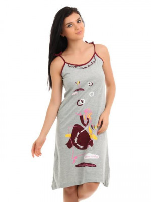 Red Rose Women Grey Nightdress