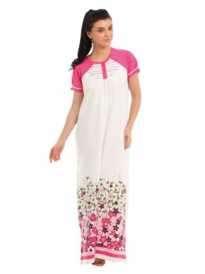 Red Rose Women White Maxi Nightdress