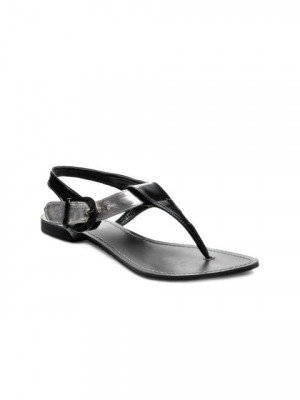 Rocia Women Black & Silver Sandals