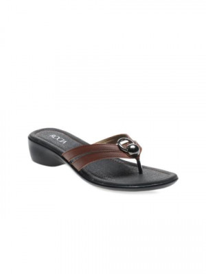 Rocia Women Brown & Black Sandals