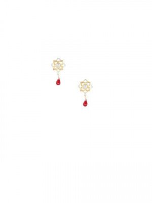 Rreverie Silver & Red Earrings