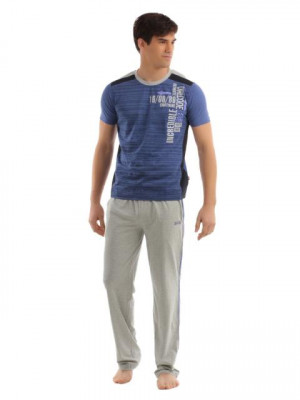 SDL by Sweet Dreams Men Blue & Grey Pyjama Set