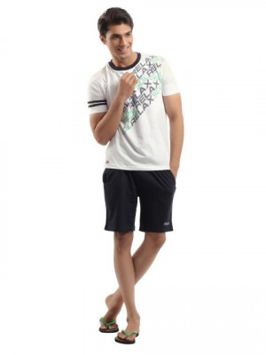 SDL by Sweet Dreams Men White & Black Pyjama Set