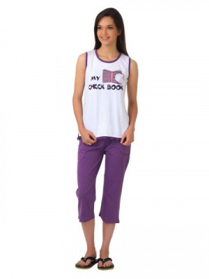 SDL by Sweet Dreams Purple & White Pyjama Set