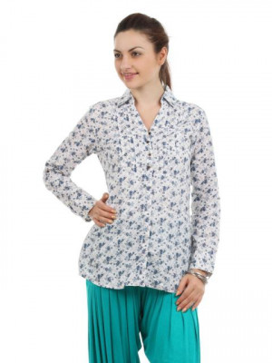 Scullers For Her Women White Printed Shirt