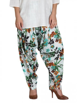 Shree Women White Printed Patiala