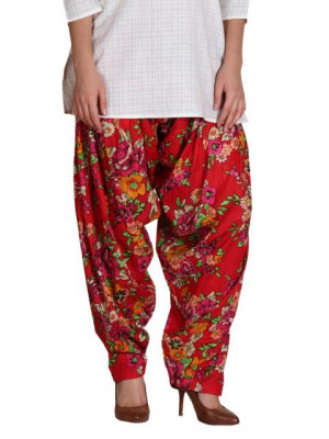 Shree Women Red Printed Patiala