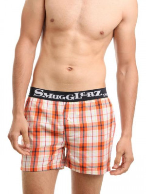 Smugglerz Men Orange Check Boxers