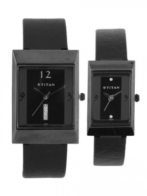 Titan Him & Her Black Watches