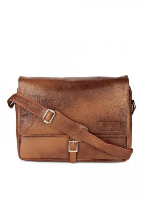 Tortoise Men Brown Leather Laptop Bag