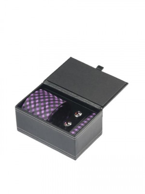 Turtle Men Formal Purple Tie, Cufflink and Pocket Square Combo Set