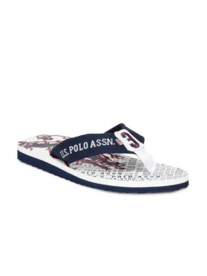 U.S. Polo Assn. Men White Flip Flops