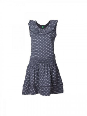 United Colors of Benetton Girls Polka Dot Navy Blue Dress