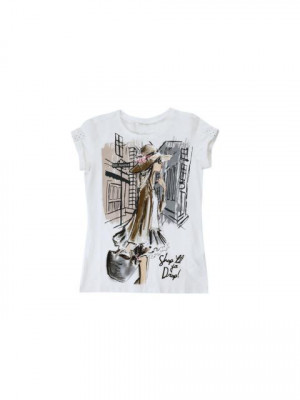United Colors of Benetton Girls White Printed T-Shirt