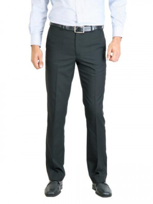 Peter England Men Stripes Black Trouser