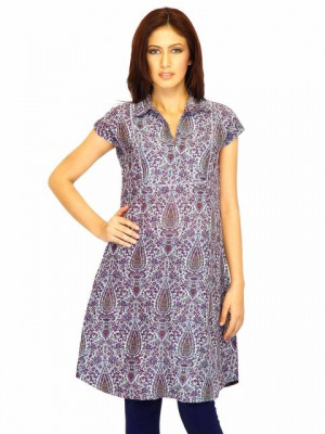 W Women Printed Purple Kurtas