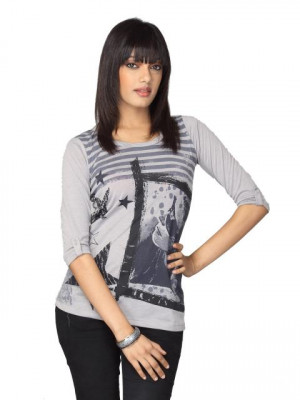 Jealous 21 Women Chic Melange Grey Top
