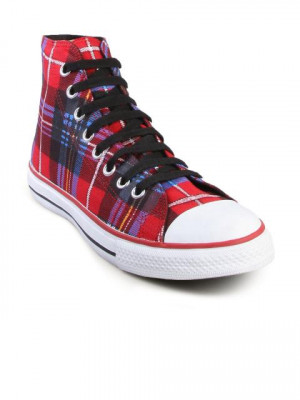 Converse Unisex Chuck Taylor Checks HI Red Canvas Shoe