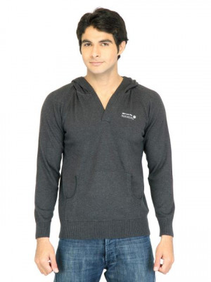 Spykar Men Solid Charcoal Sweaters