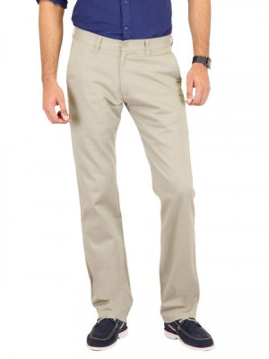 Highlander Men Classic Chinos Beige Trousers