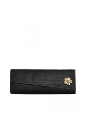 Spice Art Women Crystal Flower Black Clutch