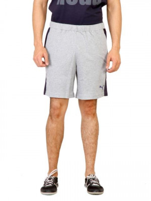 Puma Men Solid Grey Knits Panel Shorts