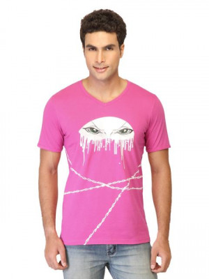 United Colors of Benetton Men Printed Pink Tops
