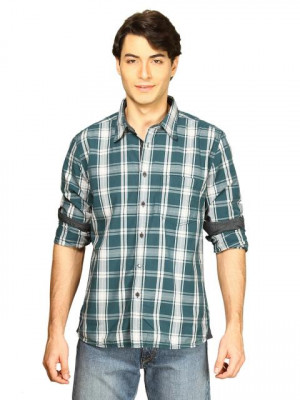 Indigo Nation Men Checks Shirt Green Shirts