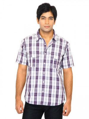 Scullers Men Check Purple Shirts