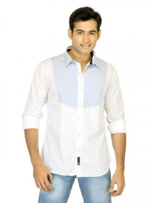 Probase Men Stripes White Shirts