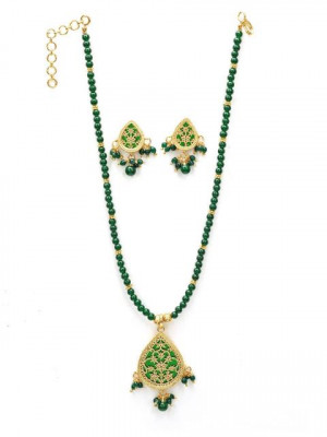 Royal Diadem Green Earring & Pendant Set