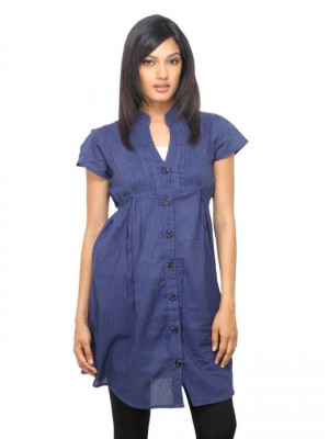 Sepia Women Striped Navy Blue Top