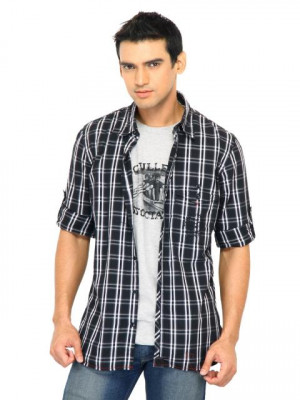 Scullers Men Check Black Shirts