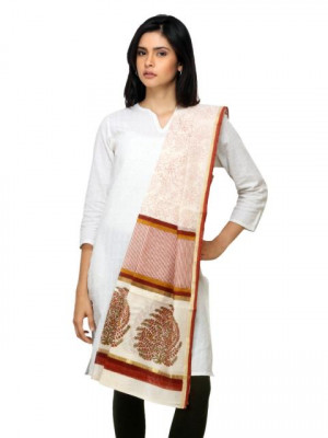 Fabindia Women Cream Chanderi Dupatta