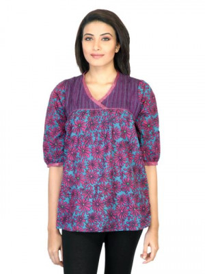 Mother Earth Women Printed Purple Kurti