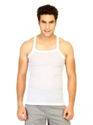 Hanes Men Square Vest Neck White Innerwear Vests