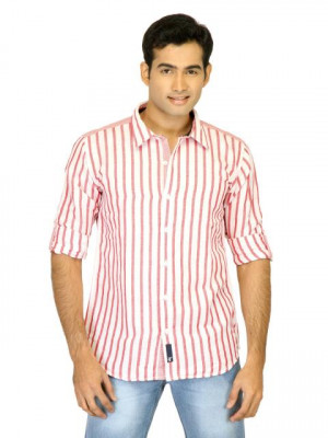Probase Men Stripes White Shirts