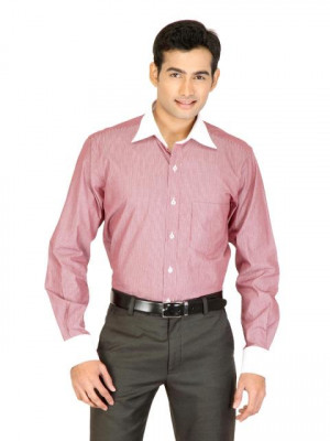 Genesis Red Striped Formal Shirt