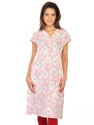 W Women Printed White Kurtas