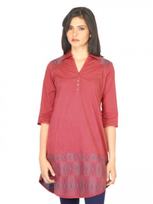 W Women Thread Work Red Kurta