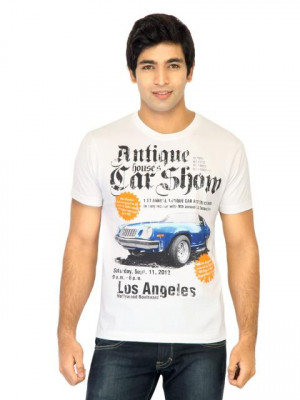 Flying Machine Men Printed White Tshirts